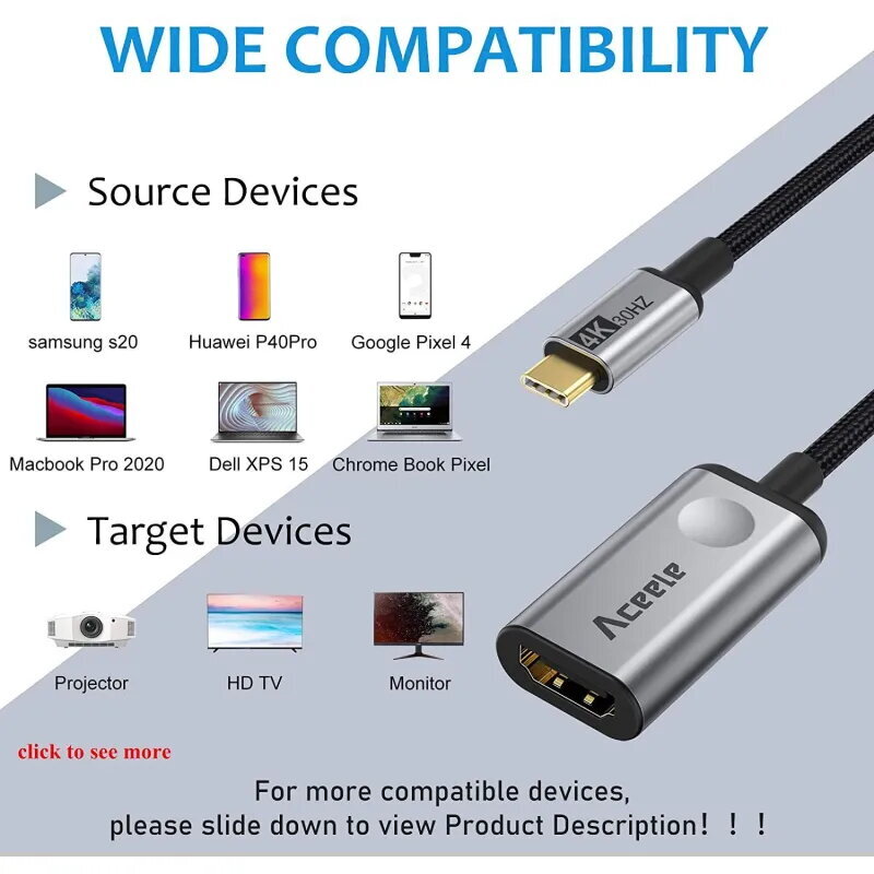 Aceele Adaptador USB-C a HDMI ▶️ TiendaCPU