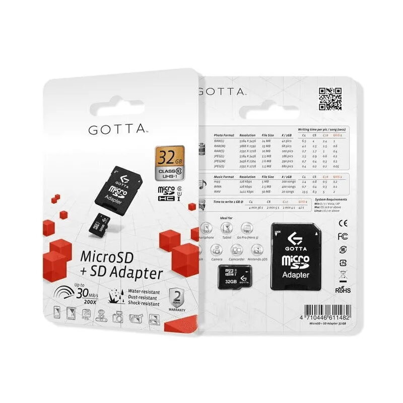 MicroSDHC memory Gotta 32Gb Class 4