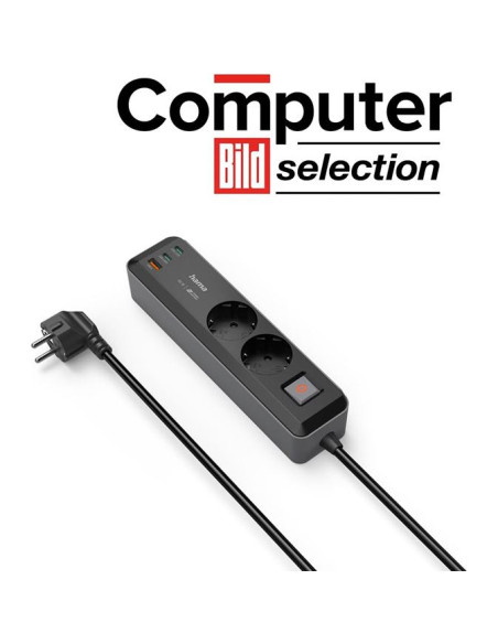 Hama 65W USB-C Power Strip | 2 AC Sockets + 3 USB - TiendaCPU