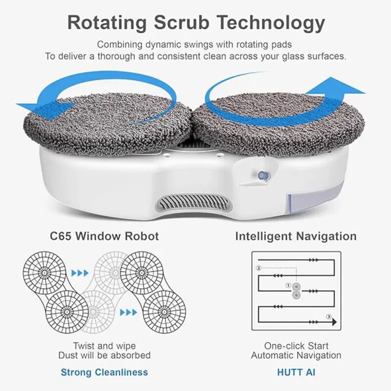 HUTT C65 Intelligent Window Cleaning Robot - 3800 Pa Spray 80