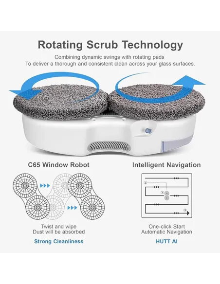 HUTT C65 Robot Limpiacristales Inteligente – 3800 Pa Pulverización 80