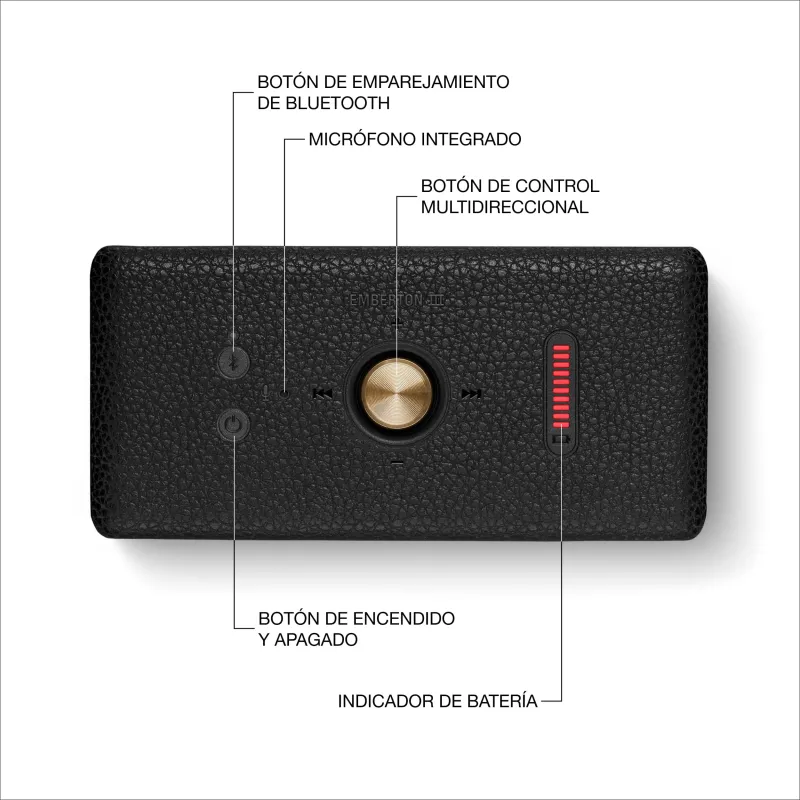 Altavoz Bluetooth portátil inalámbrico Marshall Emberton III IP67 Negro y latón