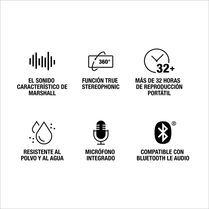 Altavoz Bluetooth portátil inalámbrico Marshall Emberton III IP67 Negro y latón
