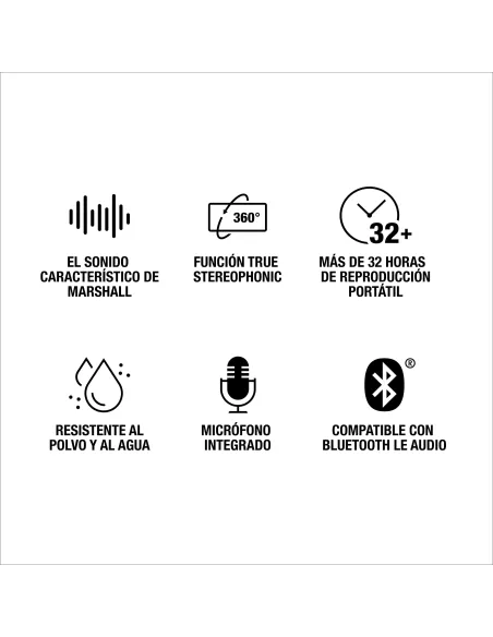 Altavoz Bluetooth portátil inalámbrico Marshall Emberton III IP67 Negro y latón
