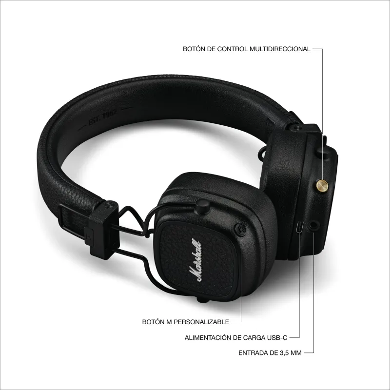 Auriculares Inalámbricos Bluetooth Marshall Major V Negro