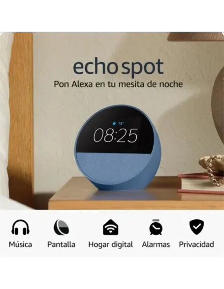 Amazon Echo Spot (2024) Blue – Smart Alarm Clock with Alexa