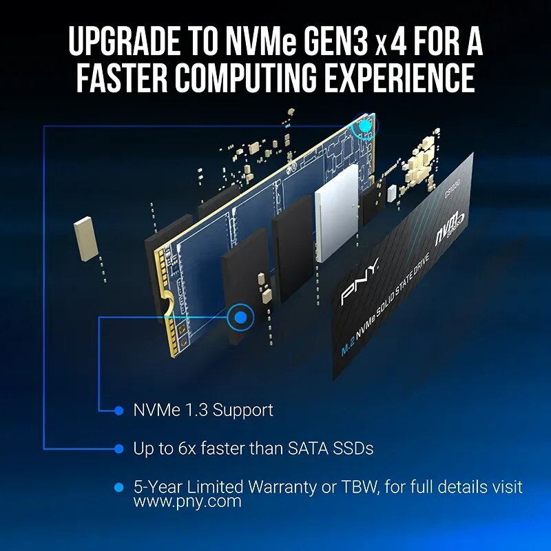 Disco SSD PNY CS1030 1TB M.2 NVMe PCIe Gen3 | 2100 MB/s