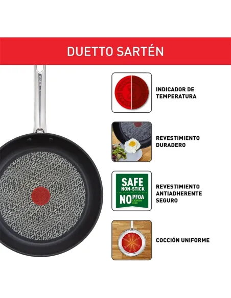 Tefal Duetto Juego de Sartenes 20/24/28 cm Acero Inoxidable Inducción