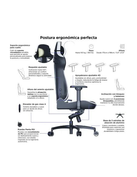 Vertagear PL4800 HygenX Black/White – XL ergonomic gaming chair