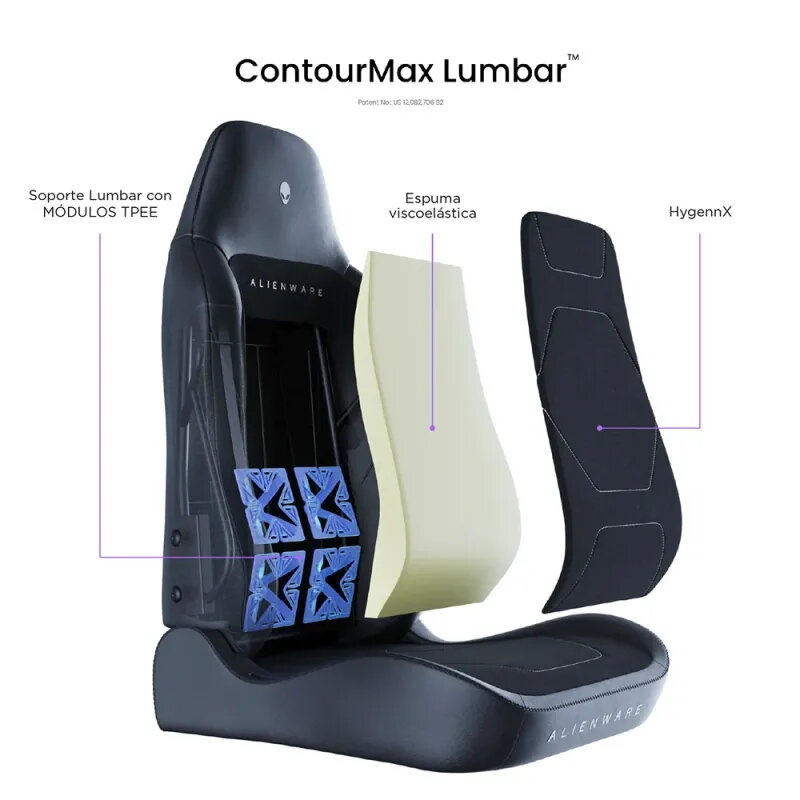 Alienware S3800 HygennX Ergonomic Gaming Chair with lumbar