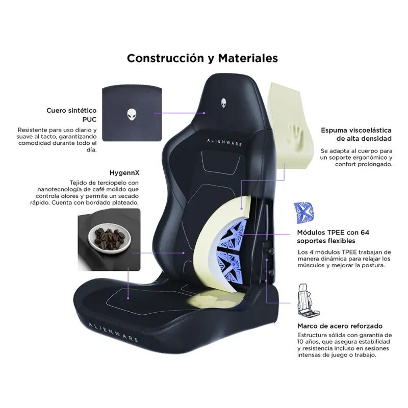 Alienware S3800 HygennX Ergonomic Gaming Chair with lumbar