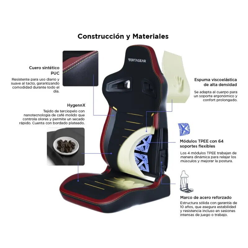 Vertagear PL4800 X‑Large HyGenNX Burgundy Red – XL Comfort