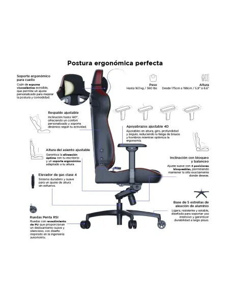 Vertagear PL4800 X‑Large HyGenNX Burgundy Red – Confort XL