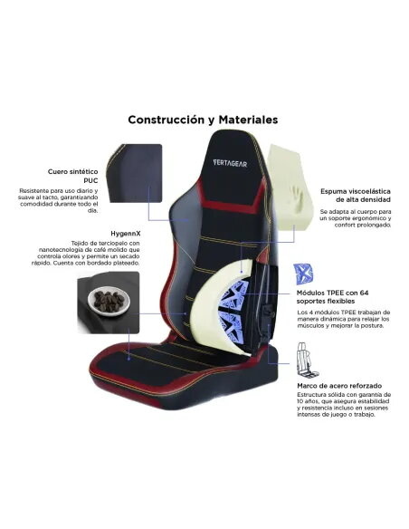 Vertagear PL6800 X-Large HygennX Burgundy Red | Silla Gaming XL