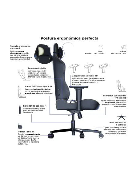 Vertagear SL3800 HygenX Midnight Blue – Silla gamer ergonómica