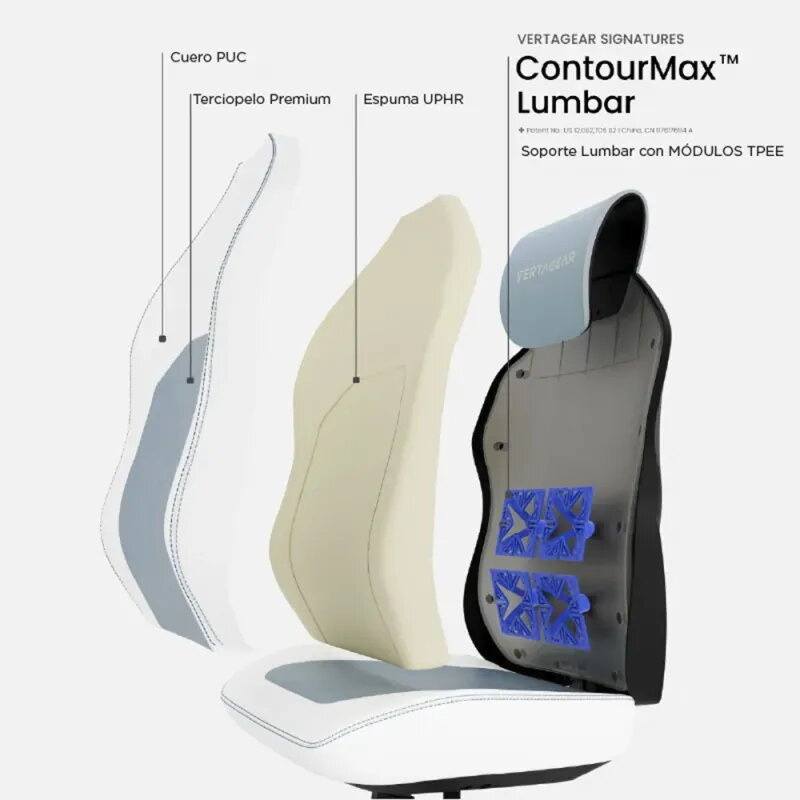 Silla Vertagear SL1800 White/Baby Blue | Ergonomía total - TiendaCPU
