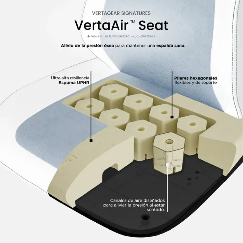Silla Vertagear SL1800 White/Baby Blue | Ergonomía total - TiendaCPU