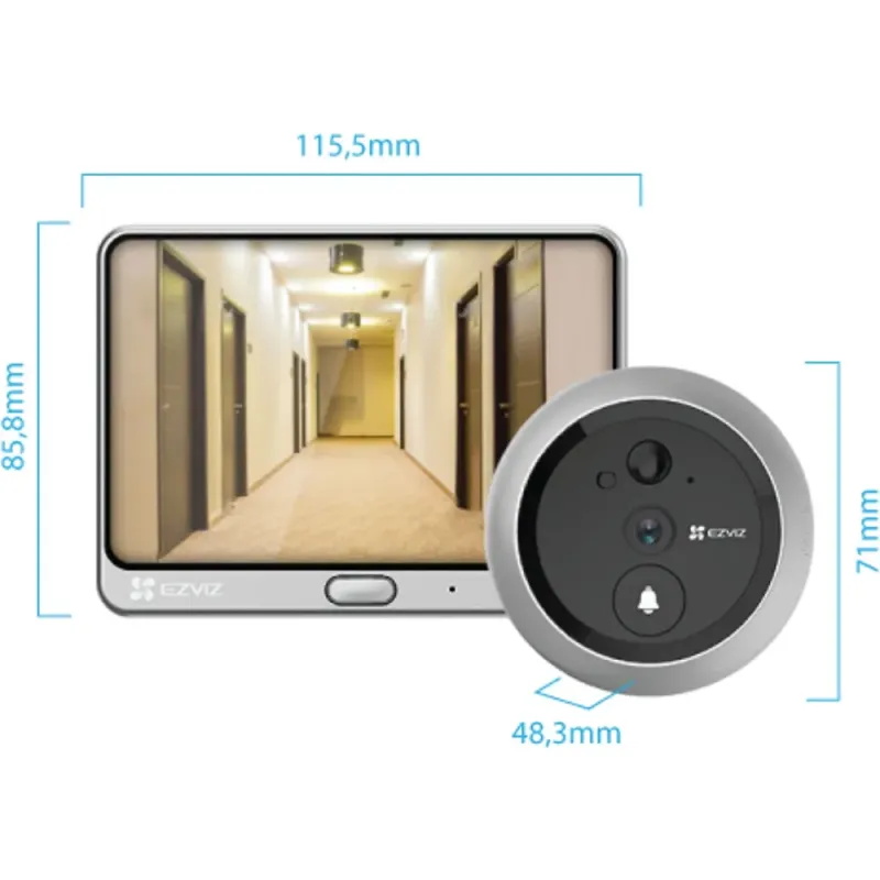 Mirilla Digital EZVIZ DP2 2K | Pantalla Táctil y WiFi - TiendaCPU