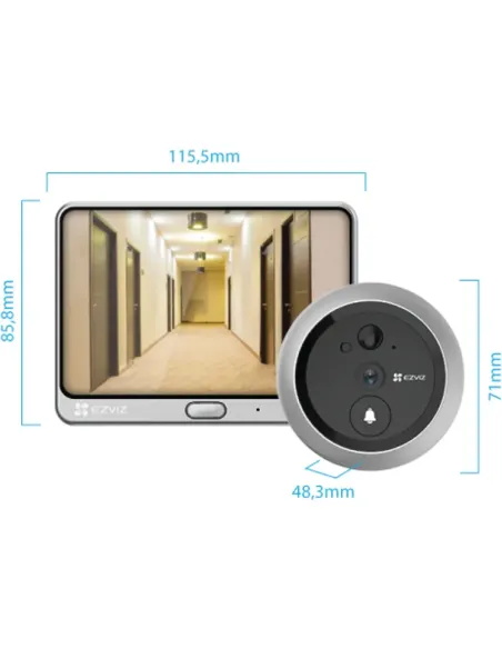 Mirilla Digital EZVIZ DP2 2K | Pantalla Táctil y WiFi - TiendaCPU