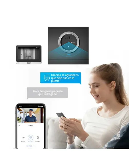 Mirilla Digital EZVIZ DP2 2K | Pantalla Táctil y WiFi - TiendaCPU