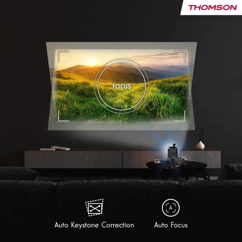 Proyector Thomson Vega PG35B | Portátil con Batería y Google TV