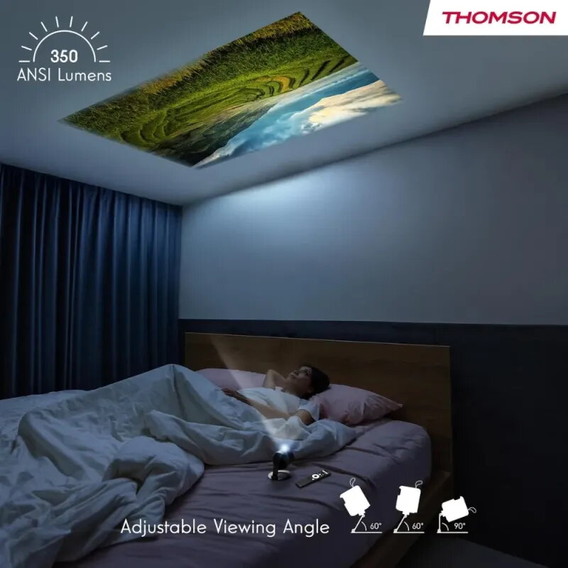 Proyector Thomson Vega PG35B | Portátil con Batería y Google TV