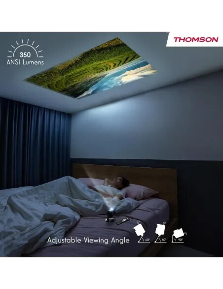 Proyector Thomson Vega PG35B | Portátil con Batería y Google TV