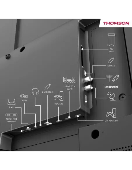 TV Thomson 65" 4K QLED 144Hz 65QG7C14 | Google TV y Peana Giratoria