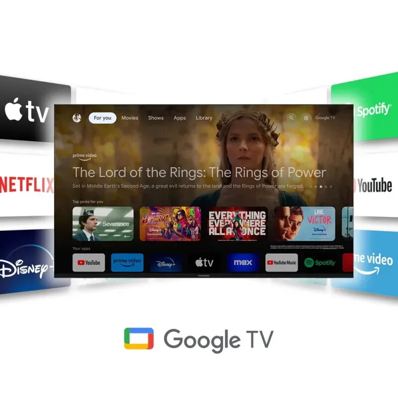 TV Thomson 65" 4K QLED 144Hz 65QG7C14 | Google TV y Peana Giratoria