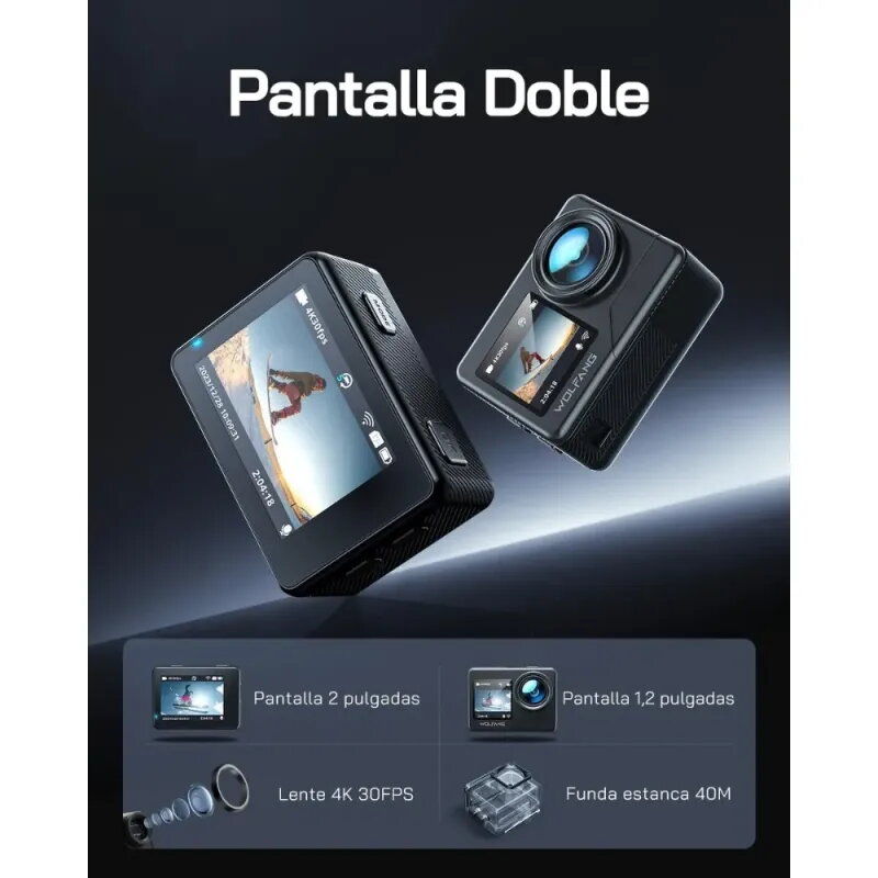 WOLFANG GA120 4K Action Camera | Dual Screen & 20MP | Best Deal