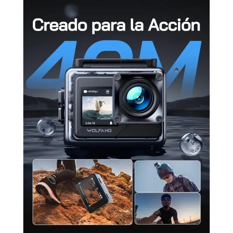 WOLFANG GA120 4K Action Camera | Dual Screen & 20MP | Best Deal