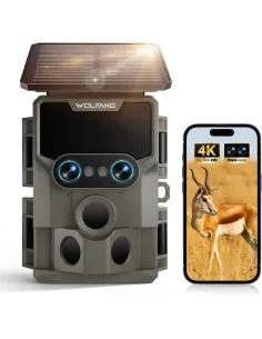 Camara Caza WOLFANG WT09 Solar Lente Dual 64MP 4K Wi Fi