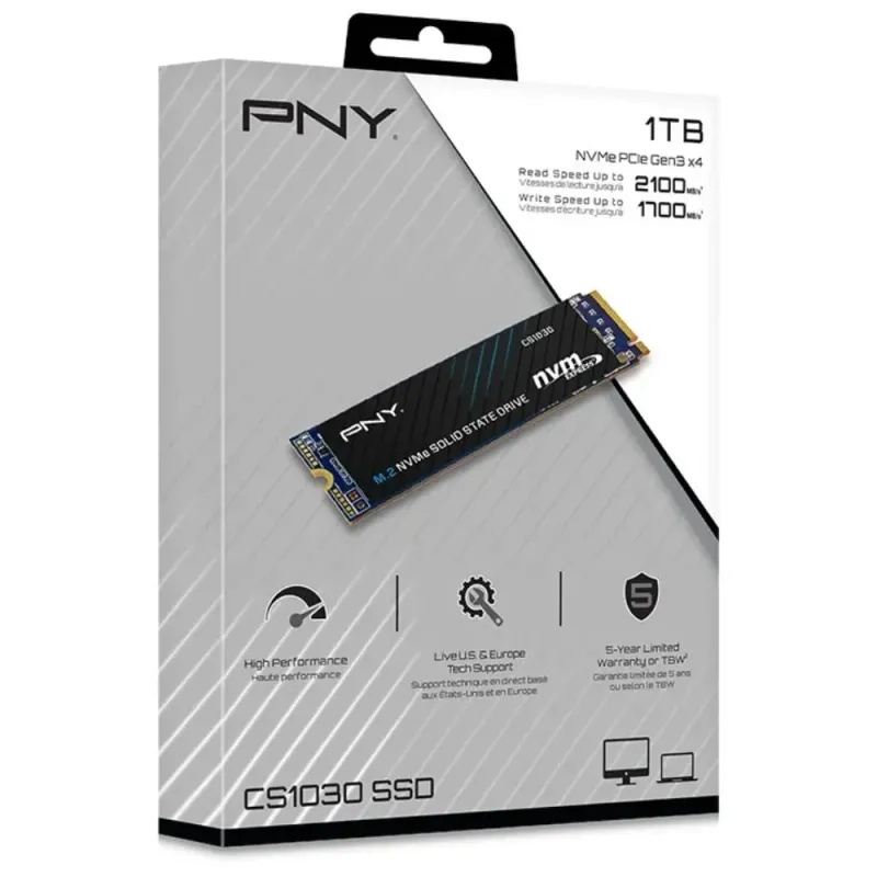 PNY CS1030 1TB M.2 NVMe PCIe Gen3 SSD | Up to 2100 MB/s