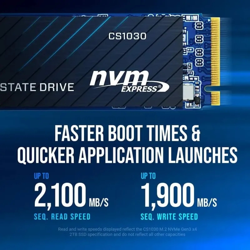 PNY CS1030 1TB M.2 NVMe PCIe Gen3 SSD | Up to 2100 MB/s