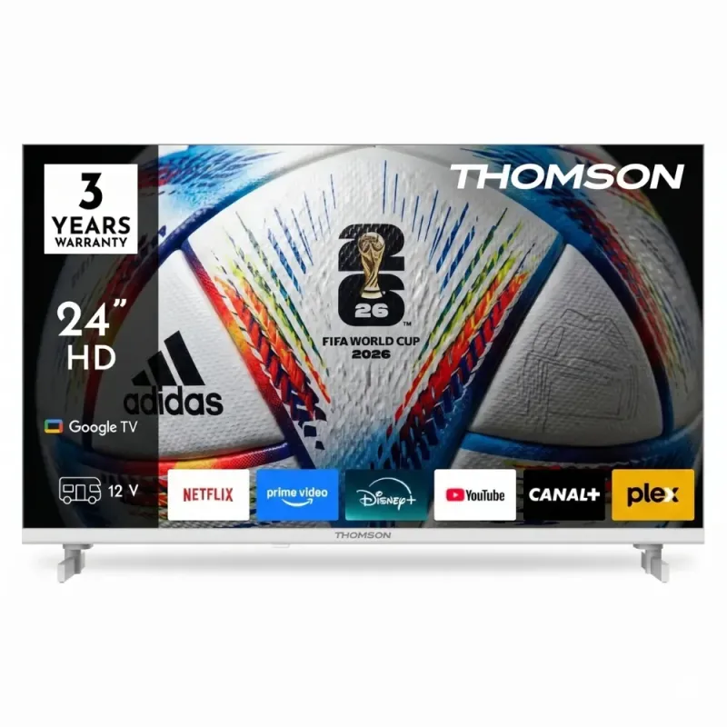 TV Thomson 24" QLED 12V Blanco | Google TV Autocaravanas y Camper