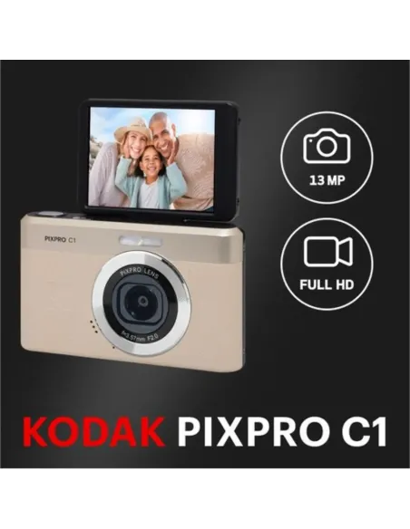 Cámara Kodak PIXPRO C1 Beige 13MP Pantalla Inclinable Full HD