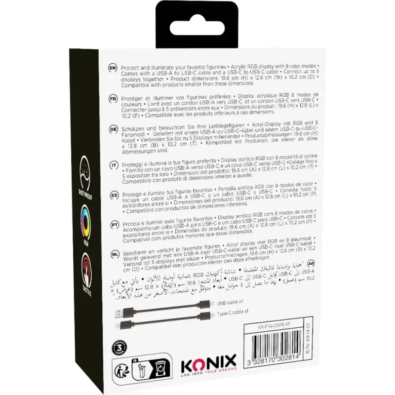 Caja Exposición LED KONIX Display Box | Urna Acrílica RGB Figuras