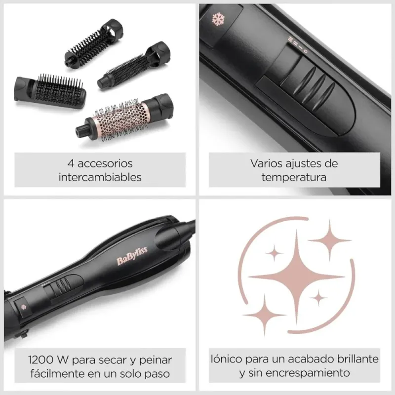 Cepillo de aire BaByliss Smooth Finish 1200W | Moldeador Iónico