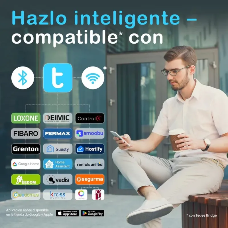 Tedee GO2 Alu Cerradura Inteligente Plata TLV2.0 | Bluetooth Matter