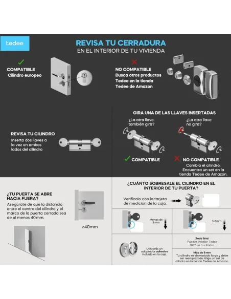 Tedee GO2 Alu Cerradura Inteligente Plata TLV2.0 | Bluetooth Matter