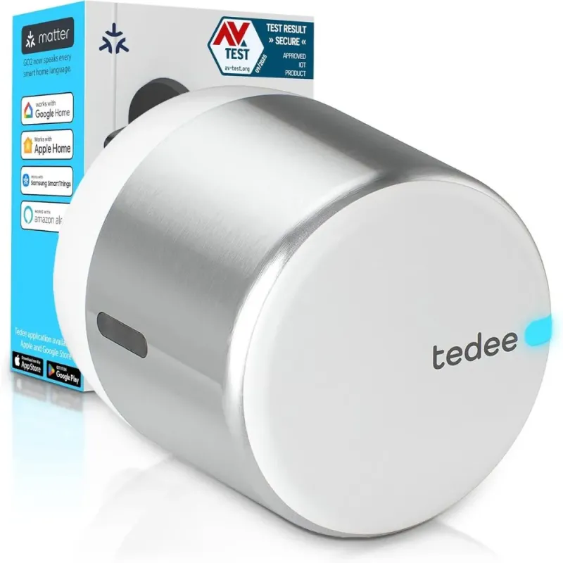 Tedee GO2 Alu Silver Smart Lock TLV2.0 | Bluetooth Matter Keyless
