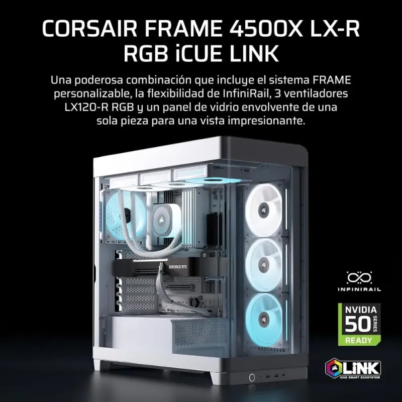 Corsair Frame 4500X LX-R RGB Link Cristal Panorámico Blanca
