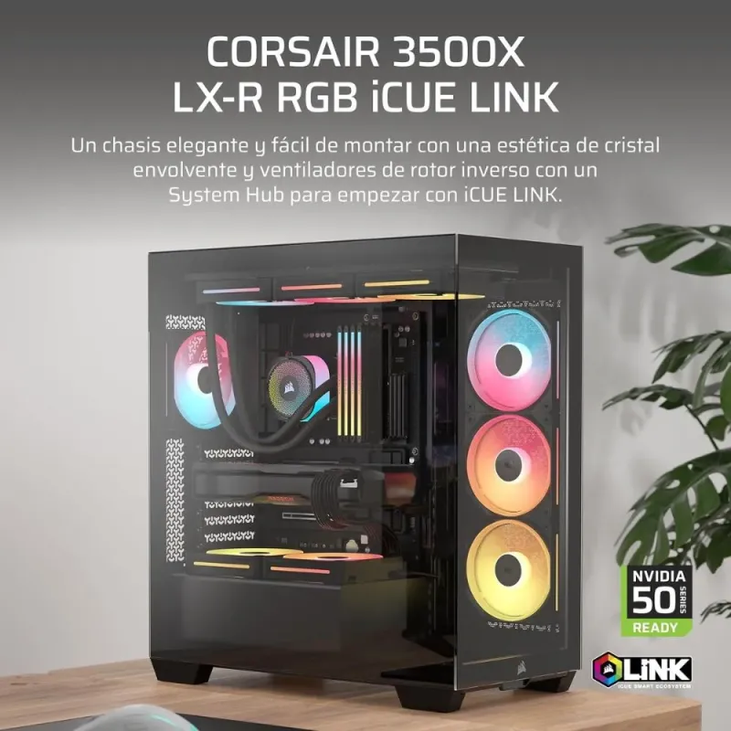 Corsair 3500X LX-R RGB iCUE Link | Chasis Mid-Tower Cristal