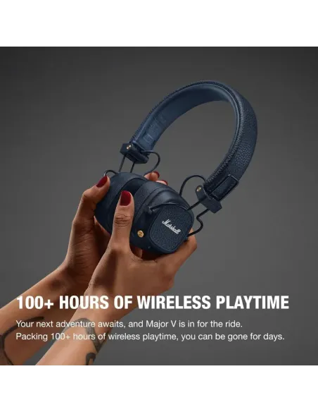 Marshall Major V Blue: Bluetooth Headphones with 100+ Hours of Battery