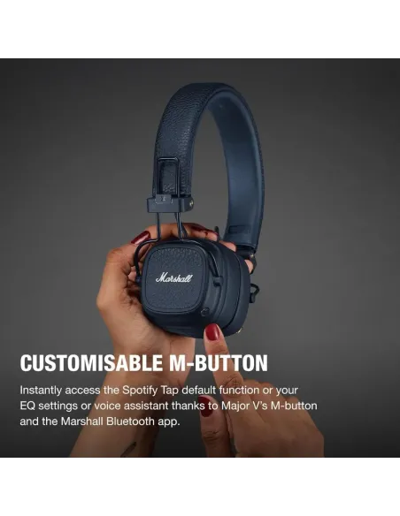 Marshall Major V Blue: Bluetooth Headphones with 100+ Hours of Battery